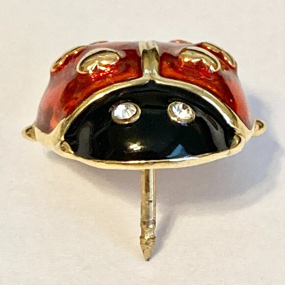 Vintage AVON Love Bug Brooch Pin Ladybug Insect Hearts Enamel Rhinestone Eyes - Picture 5 of 14